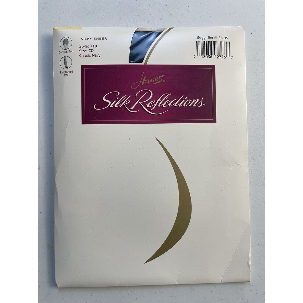 Hanes Silk Reflections Pantyhose Silky Sheer Collection Size CD Navy Style 718